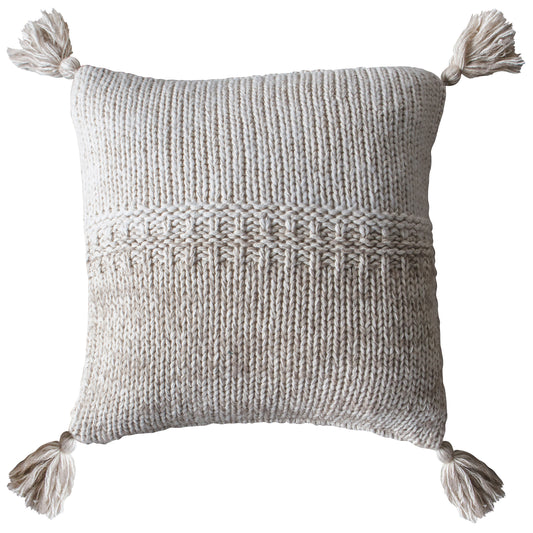 2 Tone Knitted Cushion Oatmeal Cream